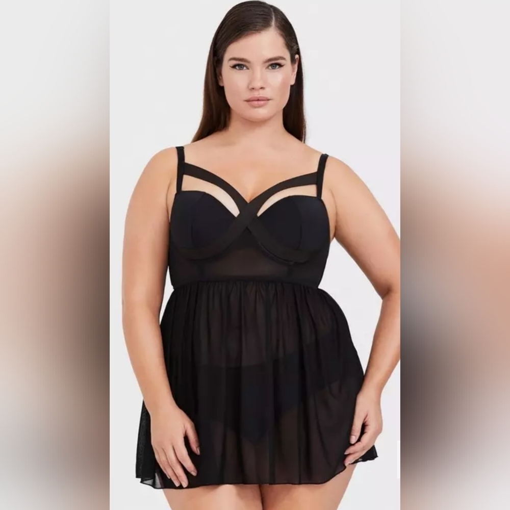 Sultry and Supportive: Tara Lynn by Torrid Microfiber Underwire Babydoll Size 3